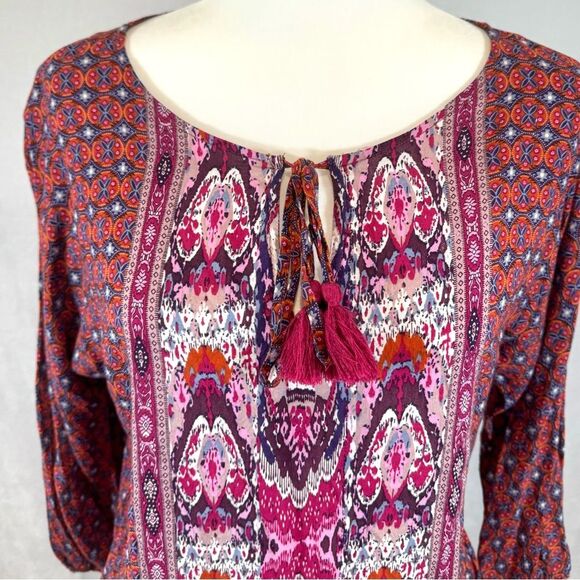 University Club boho style peasant blouse top size 4 - Picture 3 of 5
